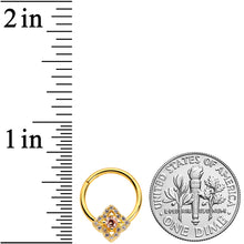 16G 3/8 Clear CZ Gem Gold Tone Rhombus Royale Hinged Segment Ring