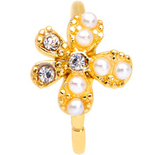 20G 5/16 Clear Gem Gold Tone Stylish Splat Nose Hoop