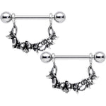 14G 9/16 Clear Gem Abstract Bow Butterfly Dangle Nipple Ring Set