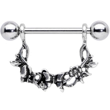 14G 9/16 Clear Gem Abstract Bow Butterfly Dangle Nipple Ring Set