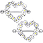 14G 13/16 Daisy Flower Heart Valentines Nipple Shield Set