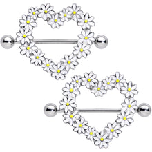 14G 13/16 Daisy Flower Heart Valentines Nipple Shield Set