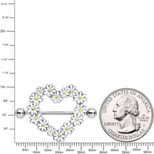 14G 13/16 Daisy Flower Heart Valentines Nipple Shield Set