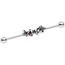 14G Pink Gem Butterfly Array Flower Industrial Barbell 38mm