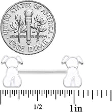 14G 9/16 White Sitting Dog Barbell Nipple Ring Set