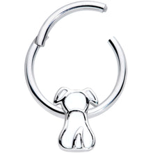 16G 3/8 White Sitting Dog Hinged Segment Ring