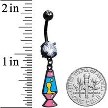 Clear CZ Gem Black Retro Lava Lamp Dangle Belly Ring