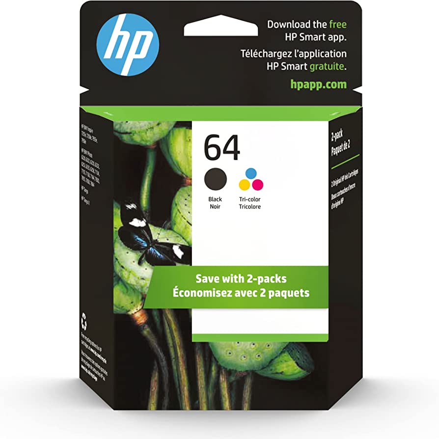 New, Pre-Owned - HP 64 Black and Tri-Color Ink Cartridge-2 Pack