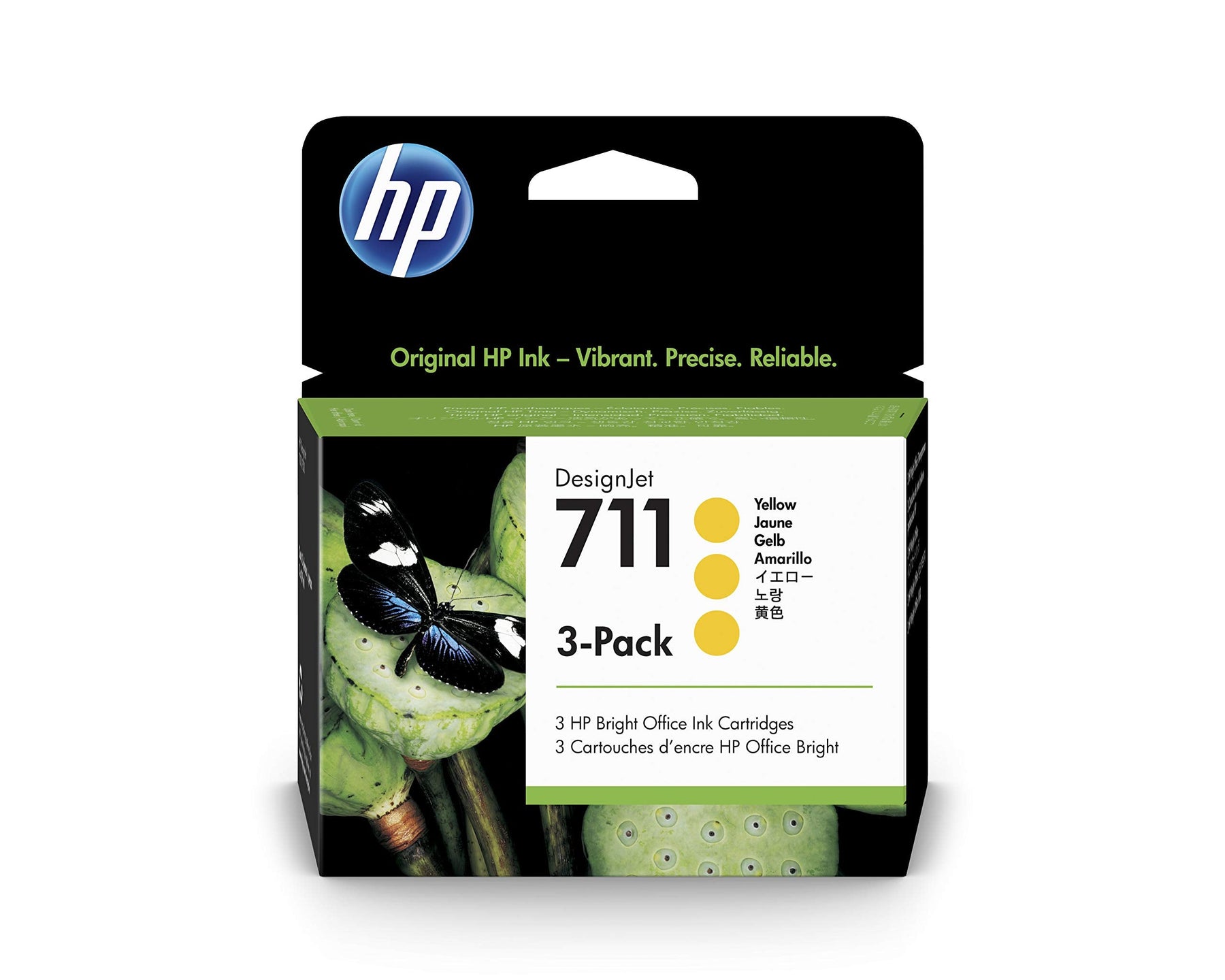 New, Pre-Owned - HP 711 Yellow (CZ136A) Ink Cartridge- Pack of 3