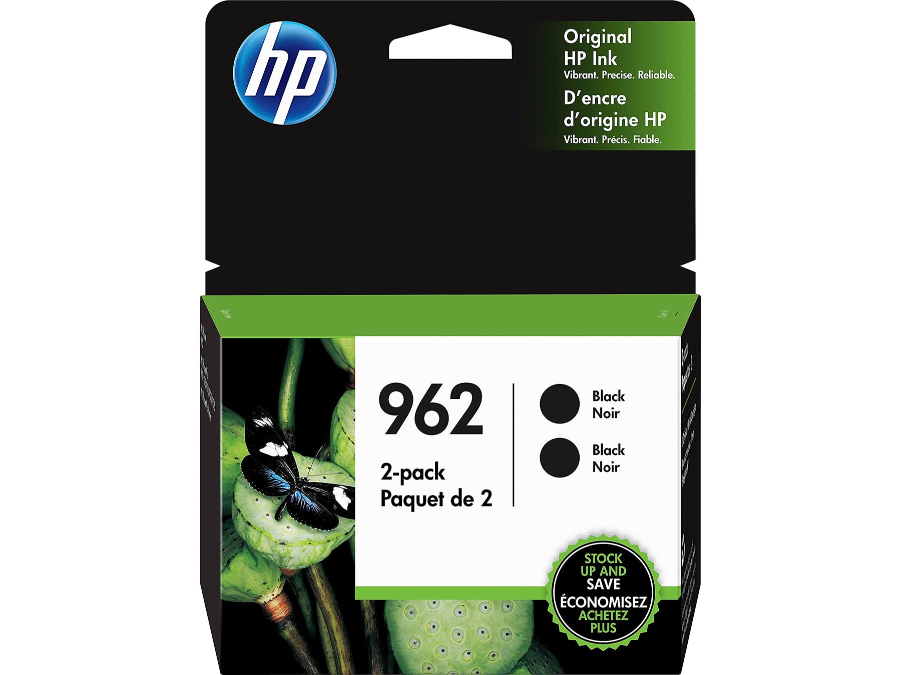 New, Pre-Owned - HP 962 (3JB33AN) Black Ink Cartridge- Twin Pack
