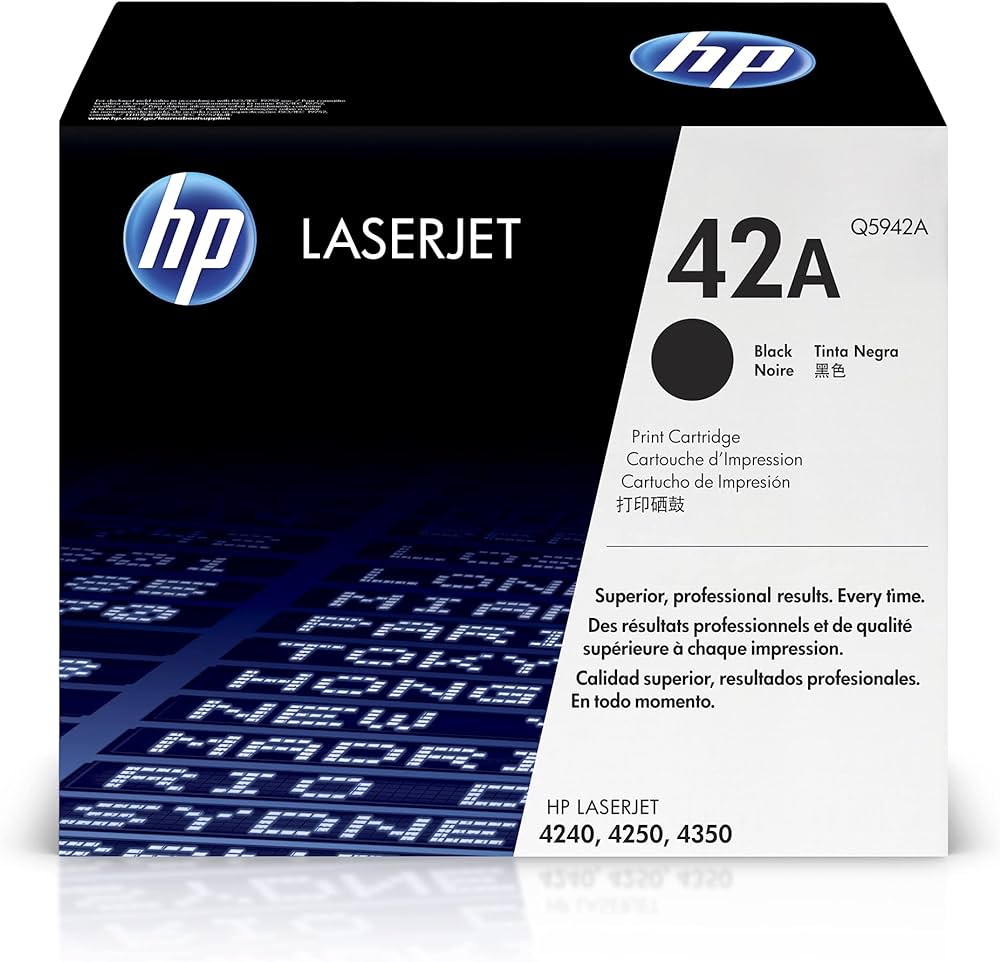 New, Pre-Owned - HP 42A Standard Yield Black LaserJet Toner Cartridge, Q5942A