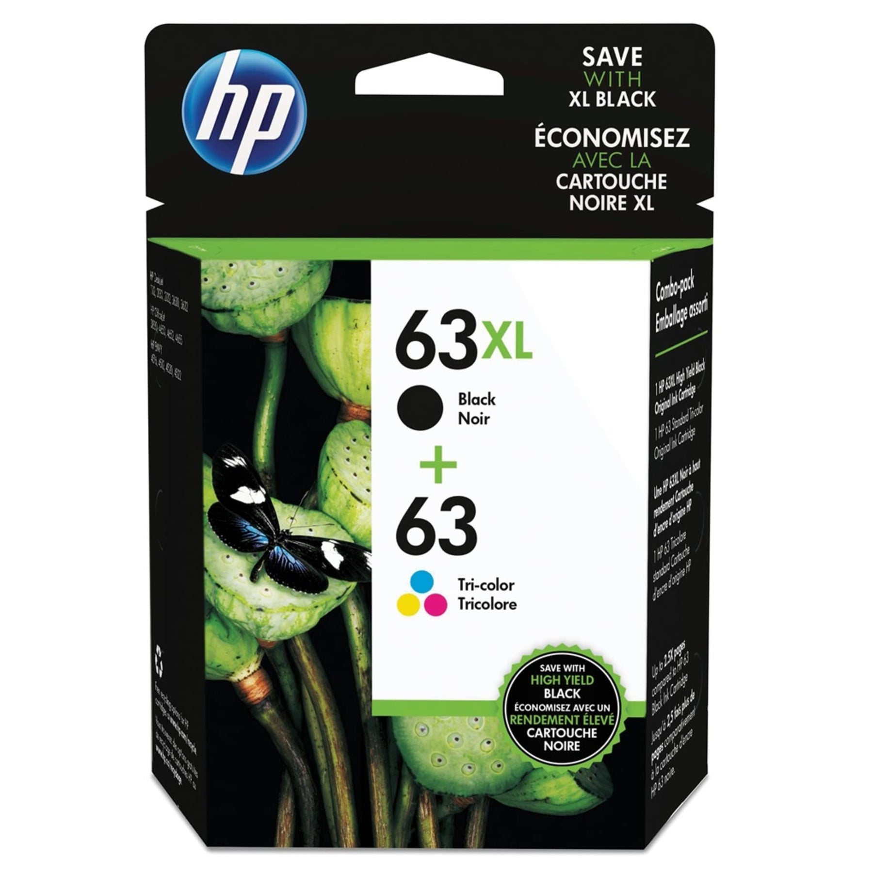 New, Pre-Owned - High Yield HP 63XL Black and 63 Color (L0R48AN) Ink Cartridge