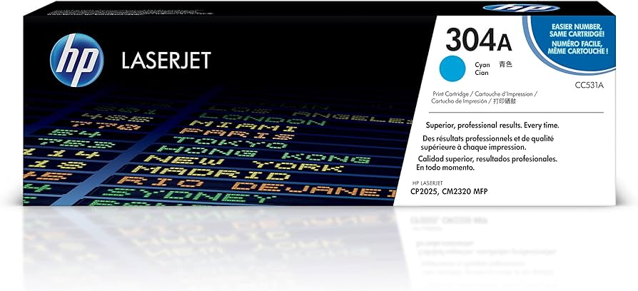 New, Pre-Owned - HP 304A High Yield Cyan LaserJet Toner Cartridge, CC531A