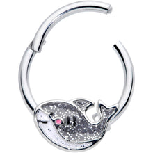 16G 3/8 Sweet Smiling Whale Hinged Segment Ring