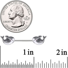 14G 9/16 Sweet Smiling Whale Barbell Nipple Ring Set