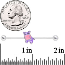 14G Happy Purple Hippo Industrial Barbell 38mm