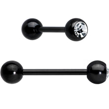 Clear Gem Black Red Glitter Heart Stripes Barbell Tongue Ring Set of 4