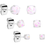 20G White Faux Opal 3mm to 5mm Post Stud Earrings Set of 3