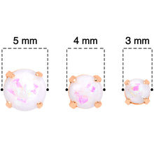 20G White Faux Opal Rose Gold Tone 3mm 5mm Stud Earrings Set of 3