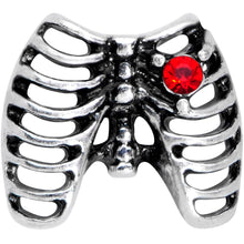16G 5/16 Red CZ Gem Heart Skeleton Ribs Halloween Labret Tragus