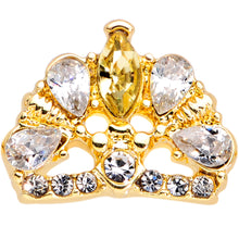 16G 1/4 Clear CZ Gem Gold Tone Lavish Crown Cartilage Earring