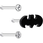20G 1/4 Clear Gem Licensed DC Comics Batman Nose Bone Set of 3