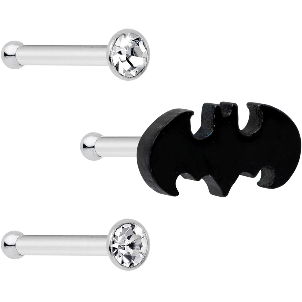 20G 1/4 Clear Gem Licensed DC Comics Batman Nose Bone Set of 3