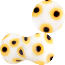 White Acrylic Scores of Sunflowers Double Flare Plug Set