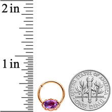 16G 3/8 Purple Tourmaline Rose Gold Tone Hinged Segment Ring