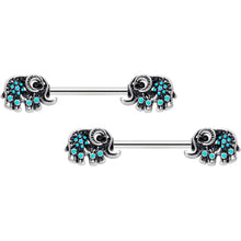 14G 9/16 Aqua Orb Curvy Elephant Barbell Nipple Ring Set