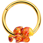 16G 3/8 Gold Tone Brown Happy Squirrel Acorn Hinged Segment Rnig