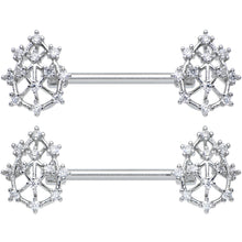 14G 9/16 Clear CZ Gem Constellation Barbell Nipple Ring Set