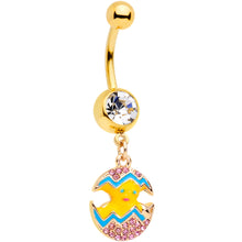 Clear Gem Gold Tone Funky Painted Easter Egg Chick Dangle Belly Ring