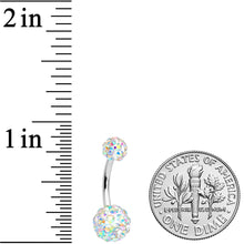 Aurora Gem White Matte UV Clear Glitter Belly Ring Set of 4