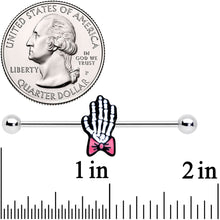 14G Skeleton Hand Bow Halloween Industrial Barbell 38mm
