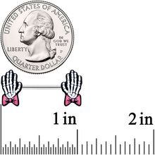 14G 9/16 Skeleton Hand Bow Halloween Barbell Nipple Ring Set