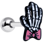 16G 1/4 Skeleton Hand Bow Halloween Cartilage Tragus Earring