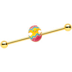 14G Gold Tone Red Fancy Easter Chick Industrial Barbell 38mm