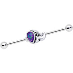 14G Blue Faux Opal Elegant Elephant Industrial Barbell 38mm