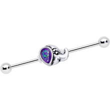 14G Blue Faux Opal Elegant Elephant Industrial Barbell 38mm