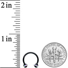 16G 3/8 Aurora Gem Black Banded Horseshoe Circular Barbell