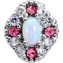 16G 5/16 White Synthetic Opal Glam Oval Labret Monroe Tragus