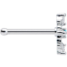 20G 5/16 Clear Blue Gem Renaissance Cross Nose Bone