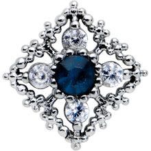 16G 5/16 Blue Gem Textured Rhombus Cross Labret Monroe Tragus
