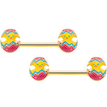 14G 9/16 Gold Tone Red Fancy Easter Chick Barbell Nipple Ring Set