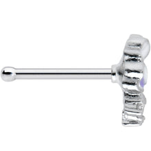 20G 1/4 Clear CZ Gem Purple White Flower Nose Bone