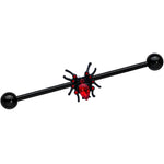 14G Red Gem Black Sexy Spider Halloween Industrial Barbell 38mm
