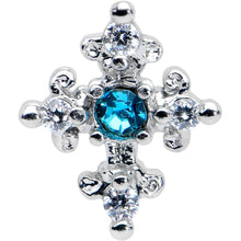 16G 1/4 Clear Blue Gem Renaissance Cross Cartilage Tragus Earring
