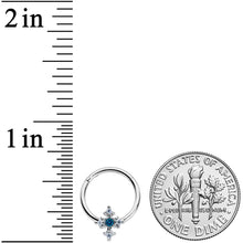 16G 3/8 Clear Blue Gem Renaissance Cross Hinged Segment Ring