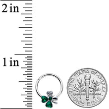 16G 3/8 Clear Green Gem Shamrock St Patricks Hinged Segment Ring